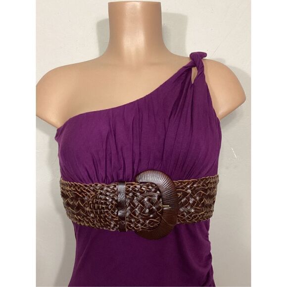 New. SKY purple Grecian style dress with leather. Normally $224. Medium - Picture 3 of 9